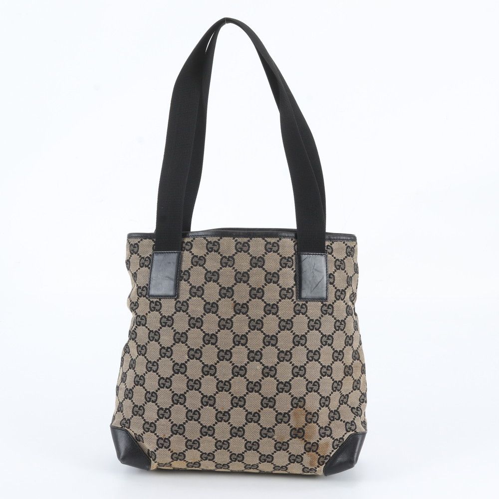 Gucci GG Canvas Leather Tote Bag Shoulder — view 3