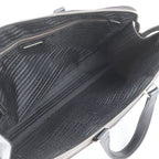 Prada Saffiano Triangle Logo Leather Business Document Tote Bag Black — view 7