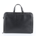 Prada Saffiano Triangle Logo Leather Business Document Tote Bag Black