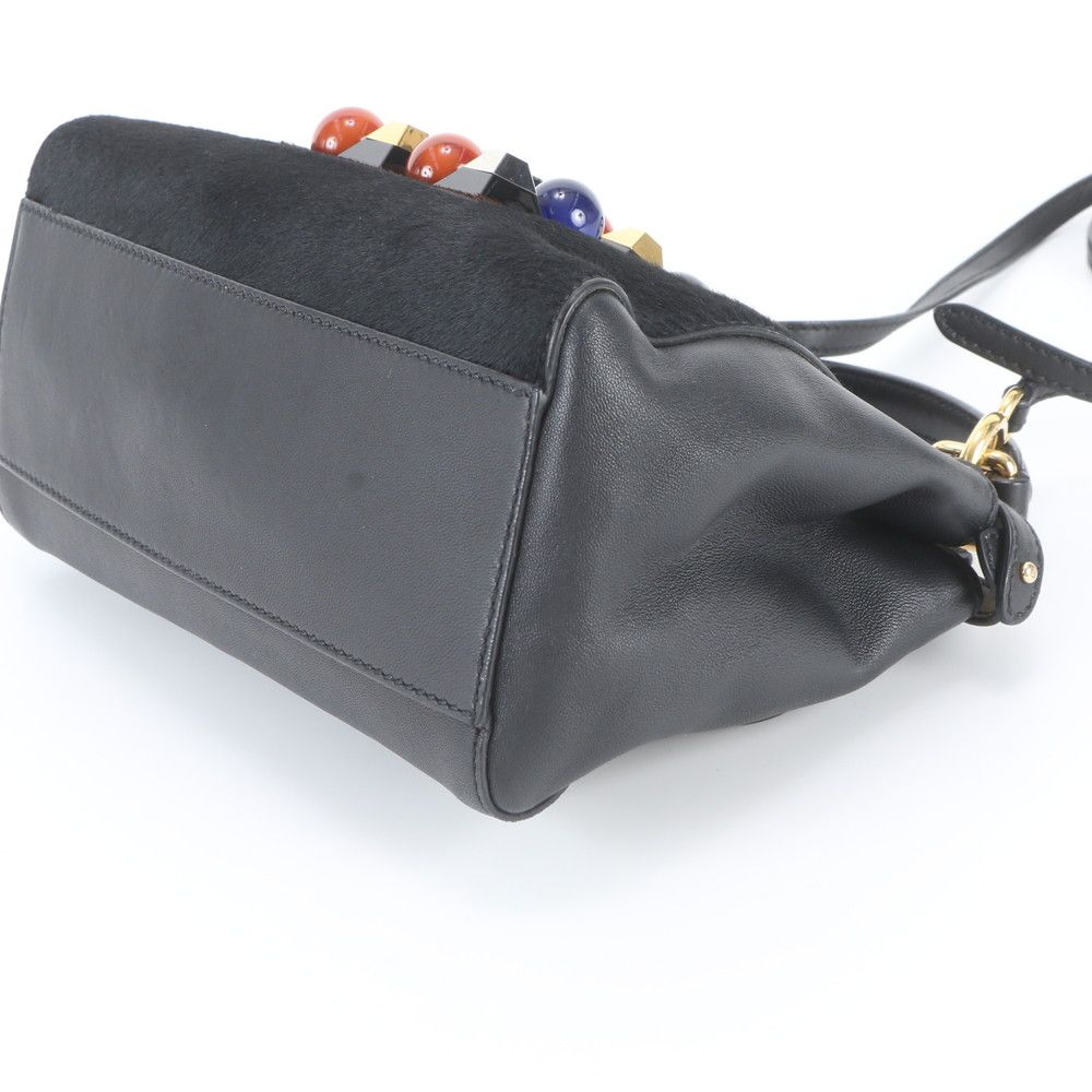 Fendi Calf Hair Mini Peekaboo Stone Leather 2-Way Shoulder Bag Crossbody — view 5