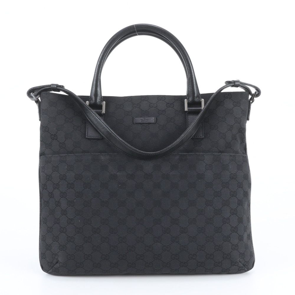 Gucci GG Canvas Leather 2-Way Tote Bag Shoulder Business Black