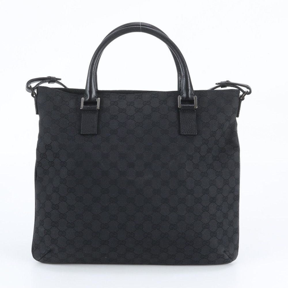 Gucci GG Canvas Leather 2-Way Tote Bag Shoulder Business Black — view 4