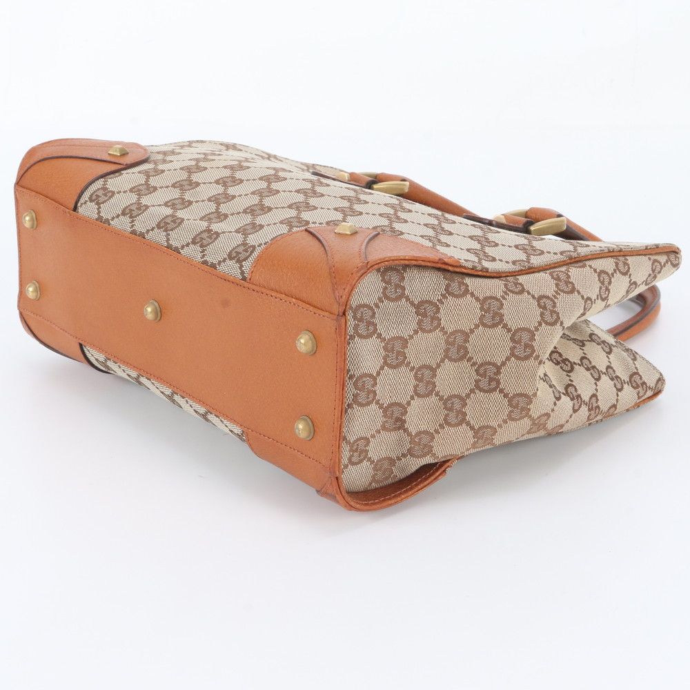 Gucci GG Canvas Studs Leather Handbag Tote Brown — view 4