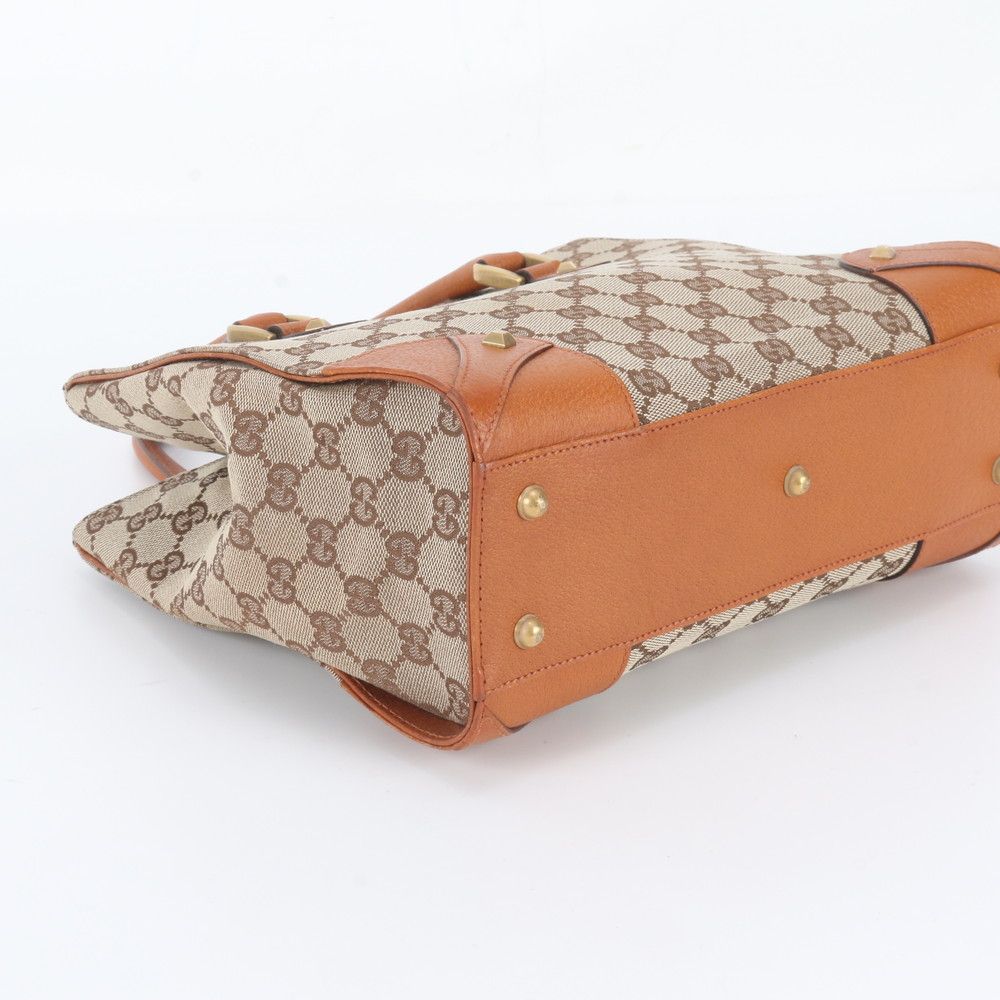 Gucci GG Canvas Studs Leather Handbag Tote Brown — view 5