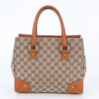 Gucci GG Canvas Studs Leather Handbag Tote Brown — view 3