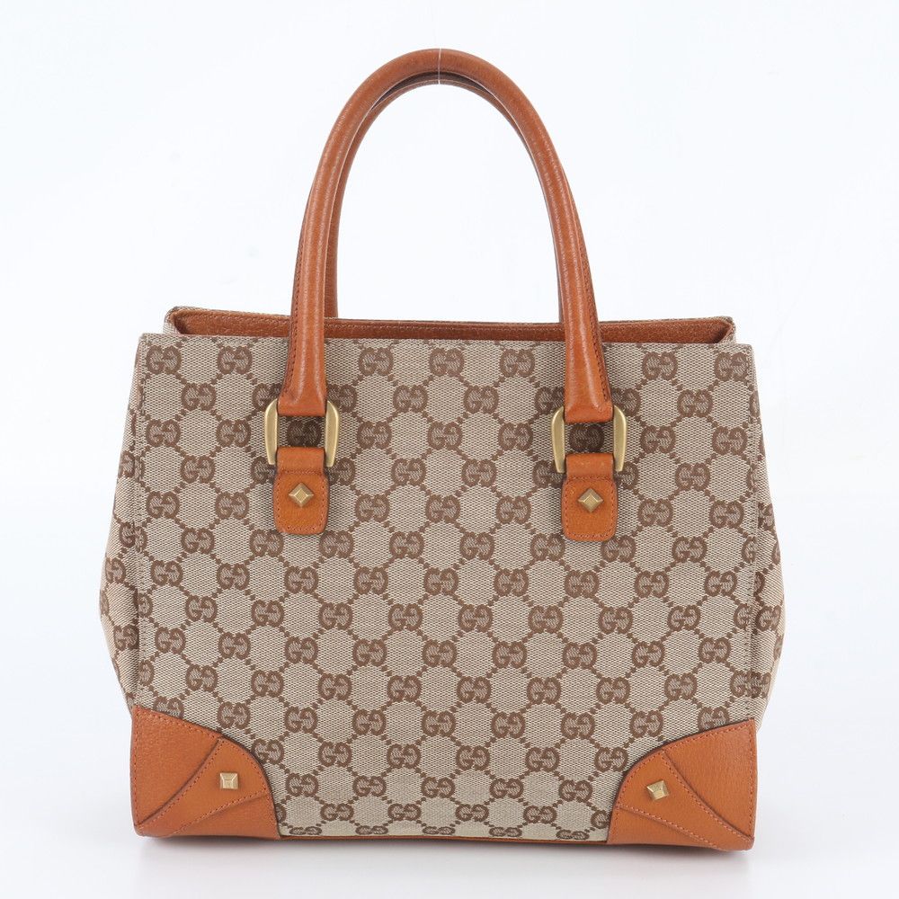 Gucci GG Canvas Studs Leather Handbag Tote Brown — view 3