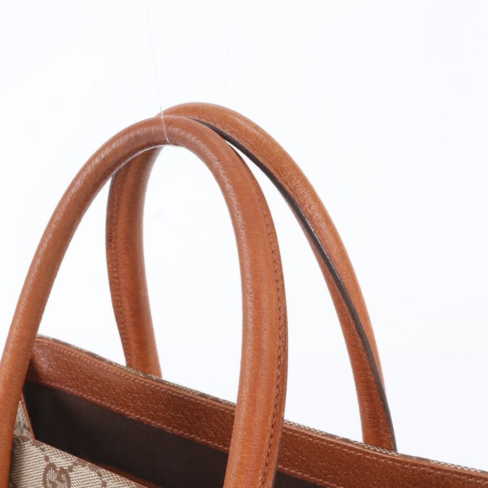 Gucci GG Canvas Studs Leather Handbag Tote Brown — view 2