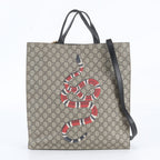 Gucci GG Supreme Kingsnake Print 2-Way Tote Bag Crossbody Shoulder