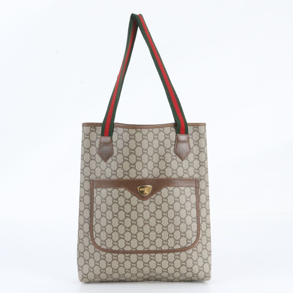 Gucci Vintage Sherry Line GG Plus Leather Tote Bag Shoulder