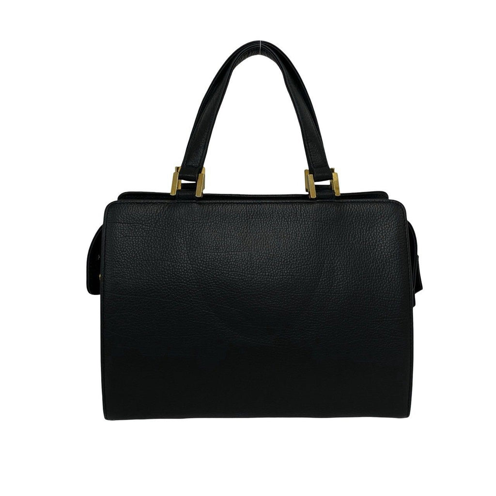 Saint Laurent Vintage YSL Logo Embossed Leather Handbag Mini Tote Black — view 3