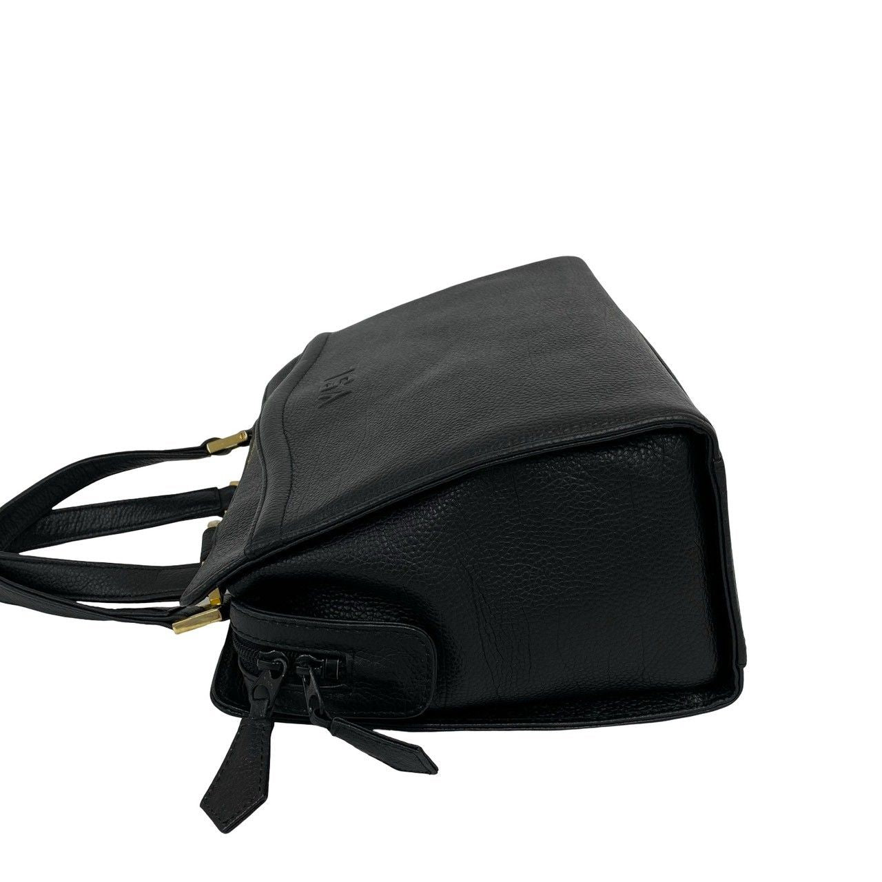 Saint Laurent Vintage YSL Logo Embossed Leather Handbag Mini Tote Black — view 5