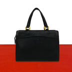 Saint Laurent Vintage YSL Logo Embossed Leather Handbag Mini Tote Black