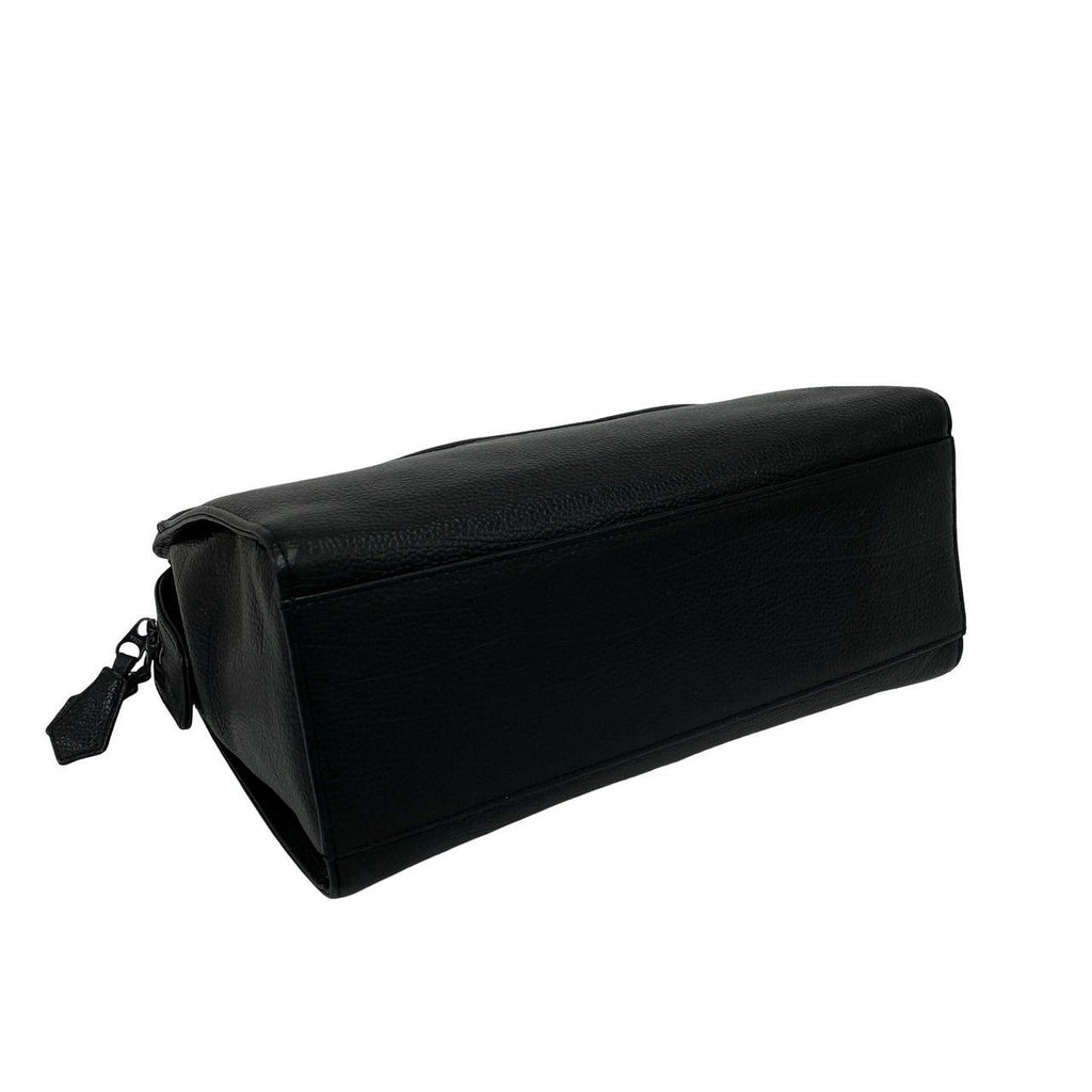 Saint Laurent Vintage YSL Logo Embossed Leather Handbag Mini Tote Black — view 7