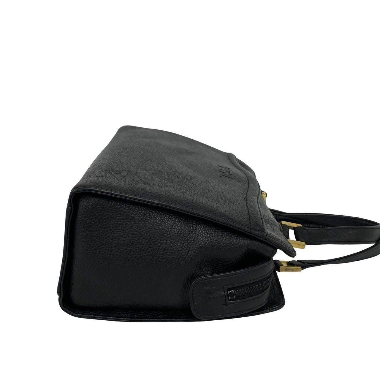 Saint Laurent Vintage YSL Logo Embossed Leather Handbag Mini Tote Black — view 6