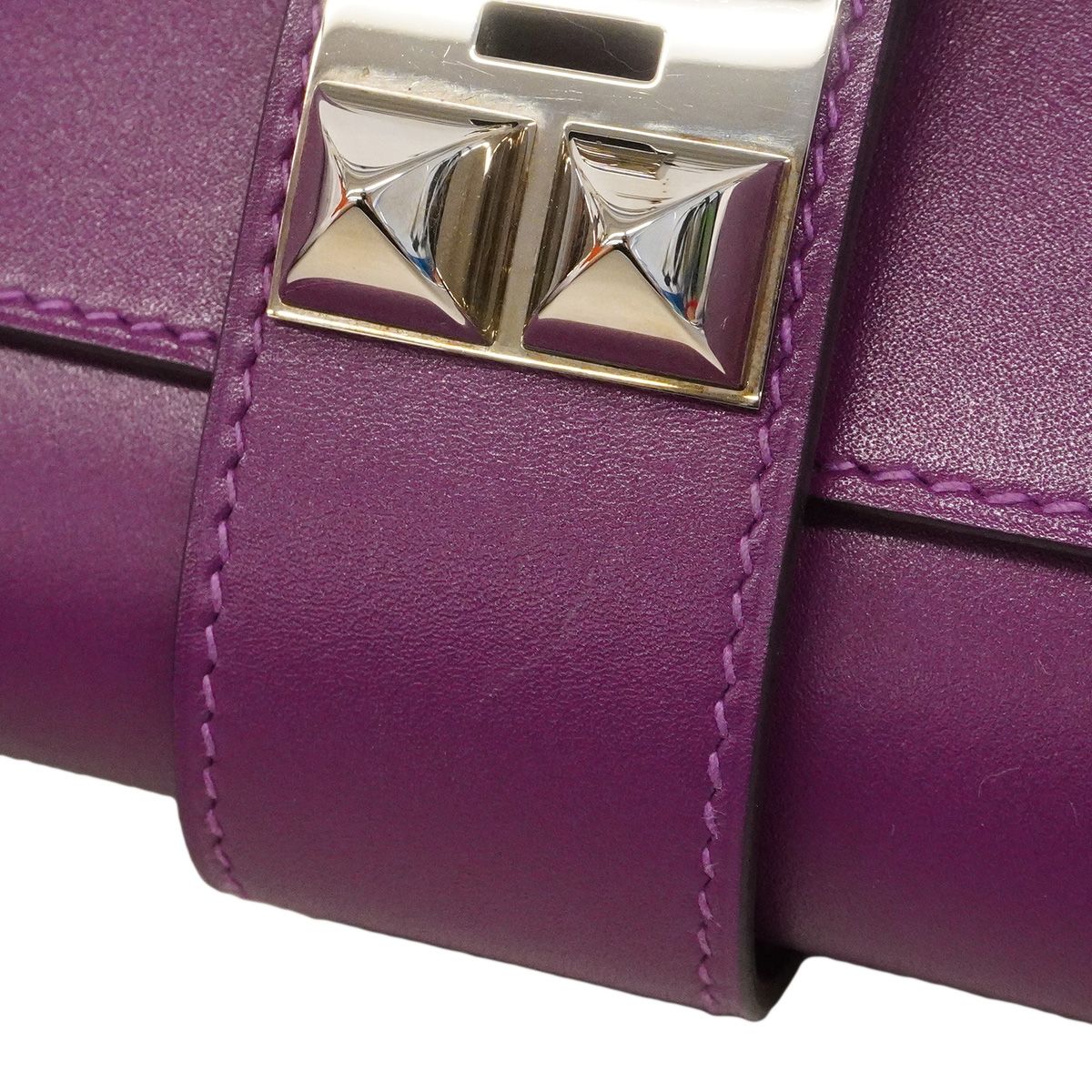Hermes Clutch Pochette Medor Tadelakt Violet Silver — view 7