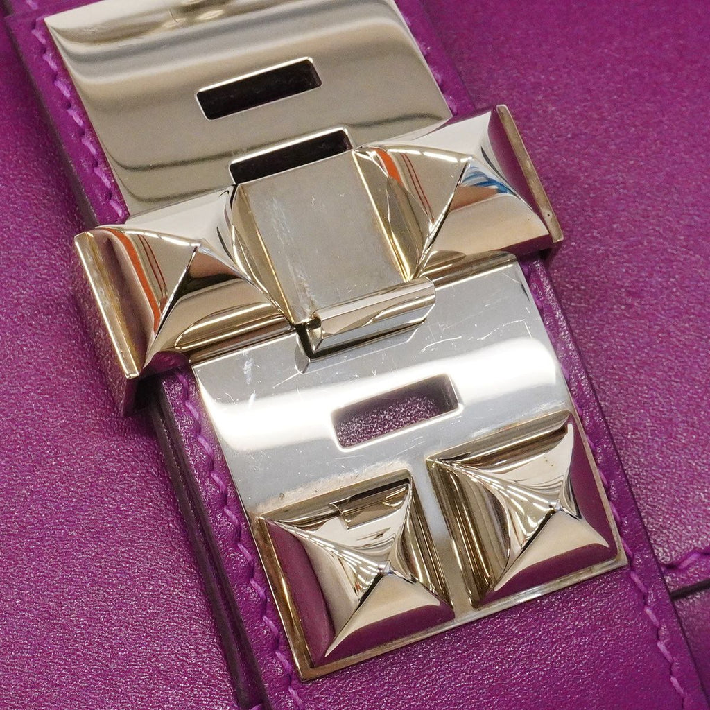 Hermes Clutch Pochette Medor Tadelakt Violet Silver — view 8