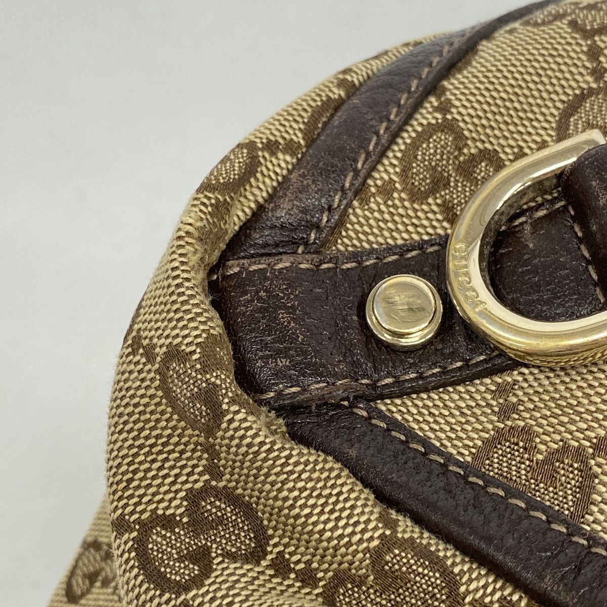 Gucci Tote Bag GG Canvas Beige Brown Champagne Gold — view 7
