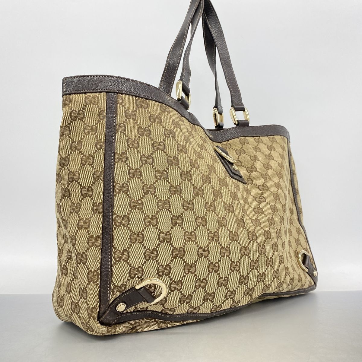 Gucci Tote Bag GG Canvas Beige Brown Champagne Gold — view 2