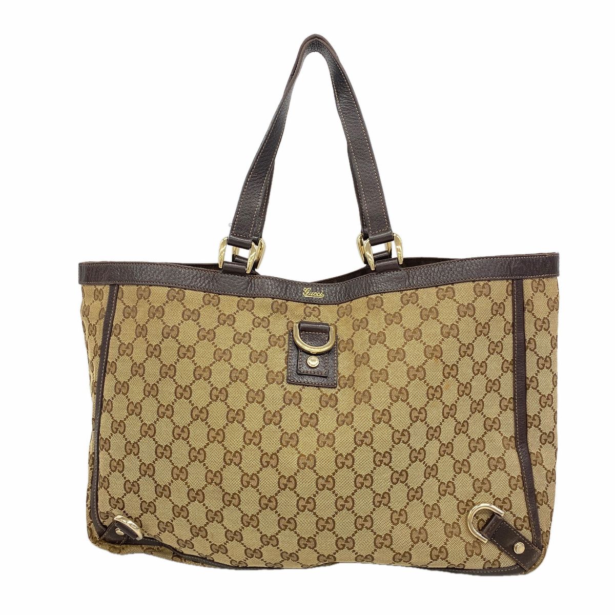 Gucci Tote Bag GG Canvas Beige Brown Champagne Gold