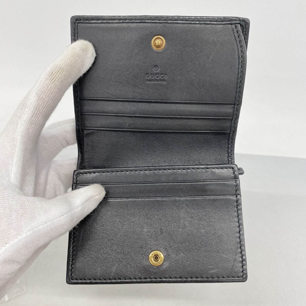 Gucci Wallet GG Marmont Leather Black Gold — view 3