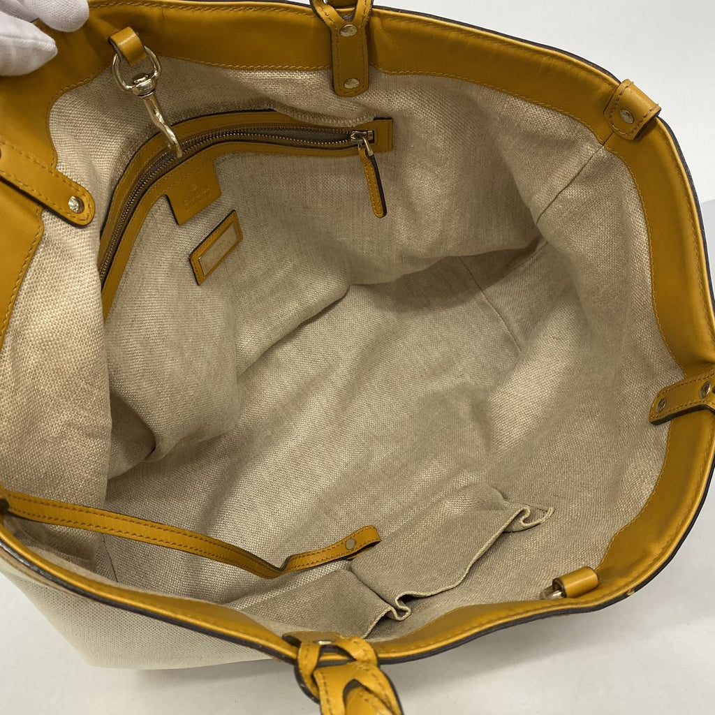 Gucci Tote Bag Canvas Beige Yellow Champagne Gold — view 4