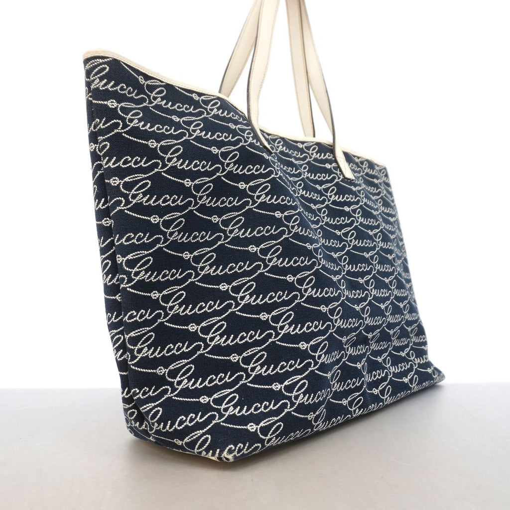 Gucci Tote Bag Canvas Navy Gold — view 2