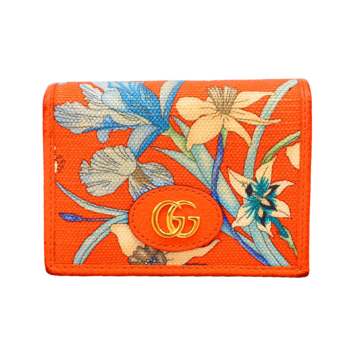 Gucci Wallet Flora Collection Canvas Orange Gold