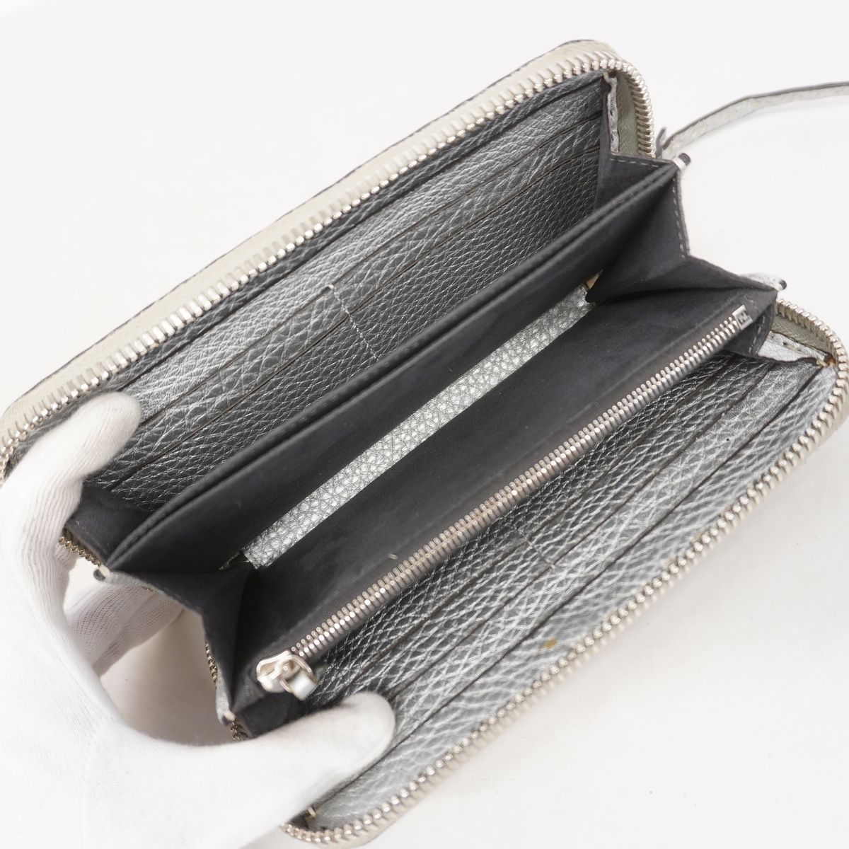 Fendi Wallet Selleria Leather Silver — view 3