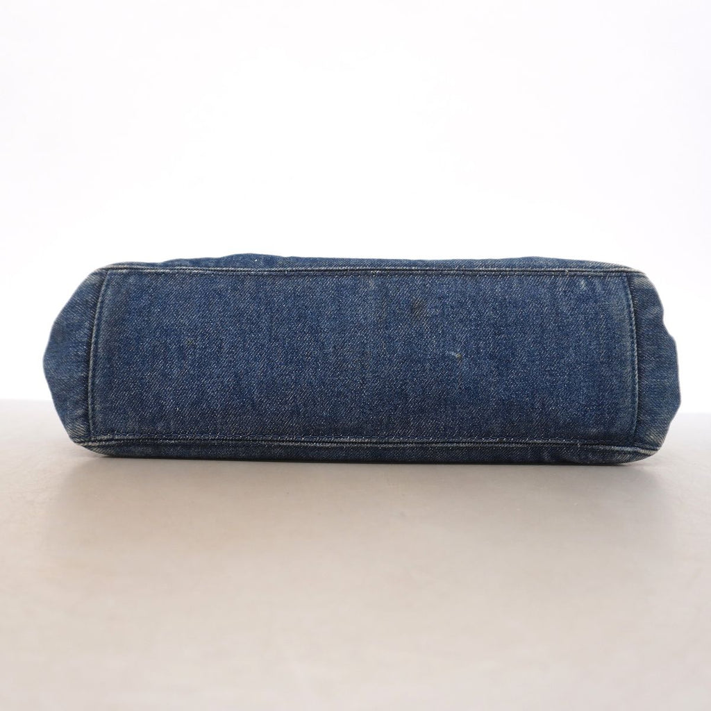 Chanel Tote Bag Denim Blue Brown Silver — view 3