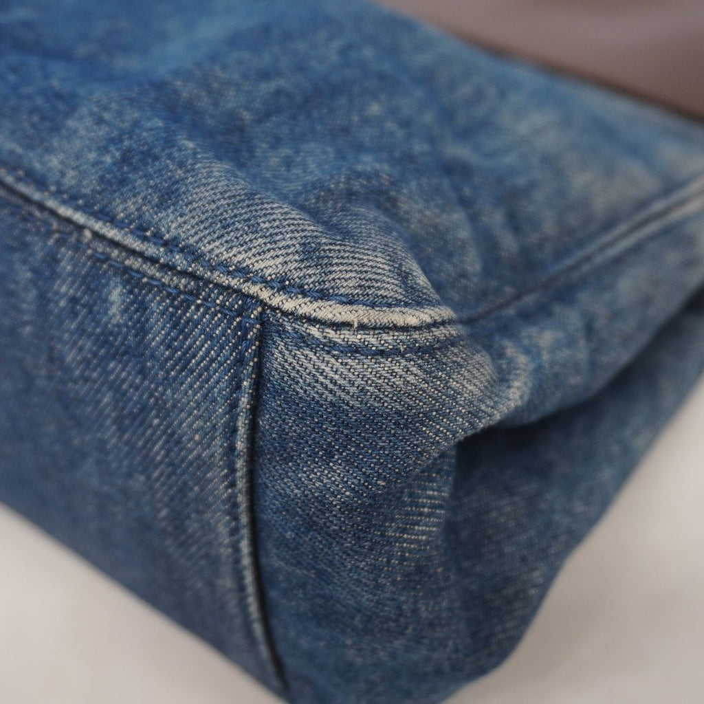 Chanel Tote Bag Denim Blue Brown Silver — view 6