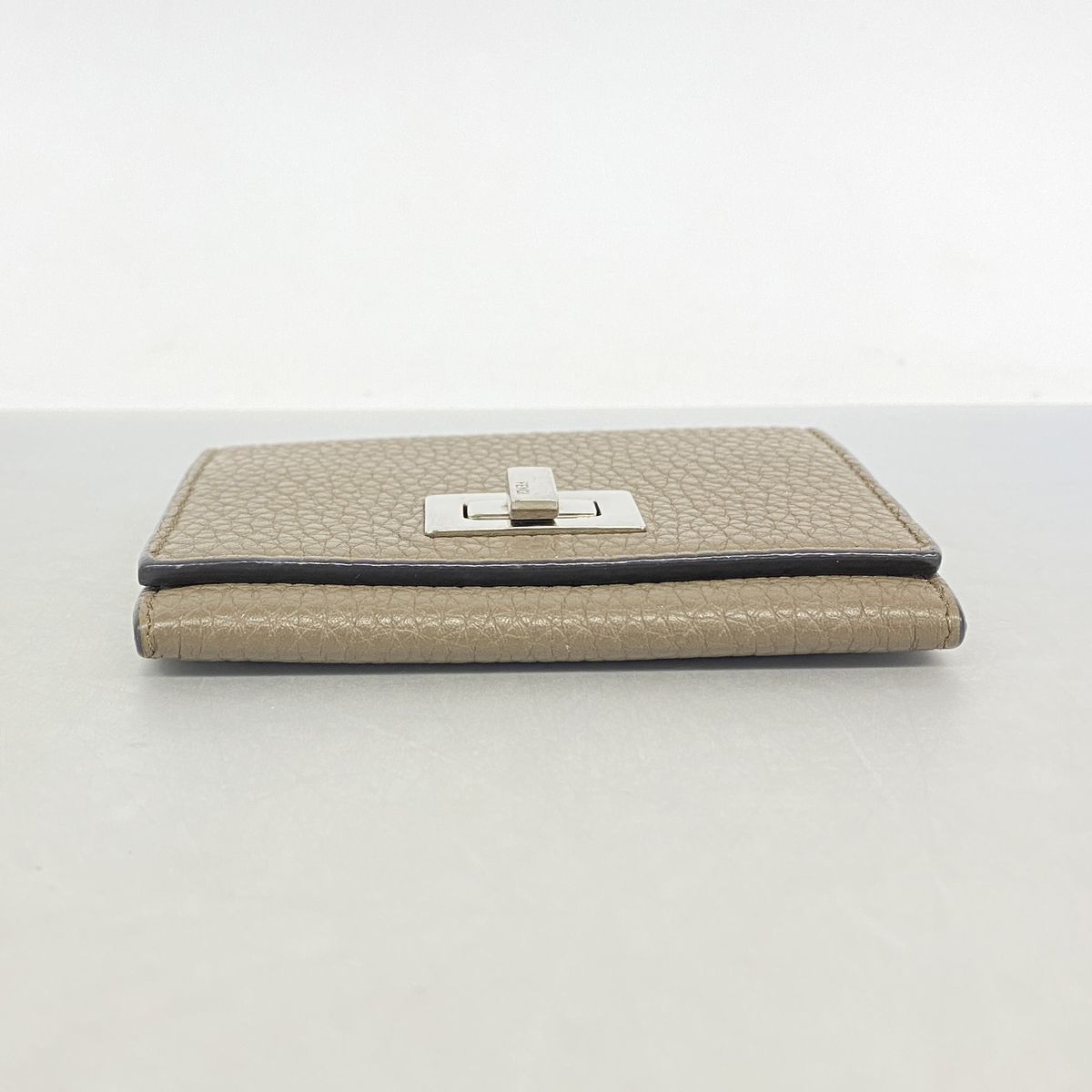 Fendi Business Card Case Peekaboo Leather Brown Silver — view 2