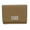 Fendi Business Card Case Peekaboo Leather Brown Silver
