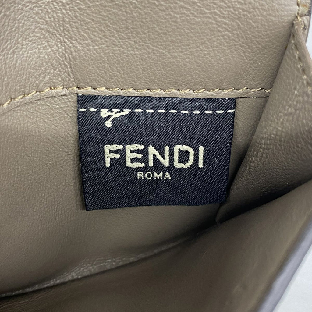 Fendi Business Card Case Peekaboo Leather Brown Silver — view 4