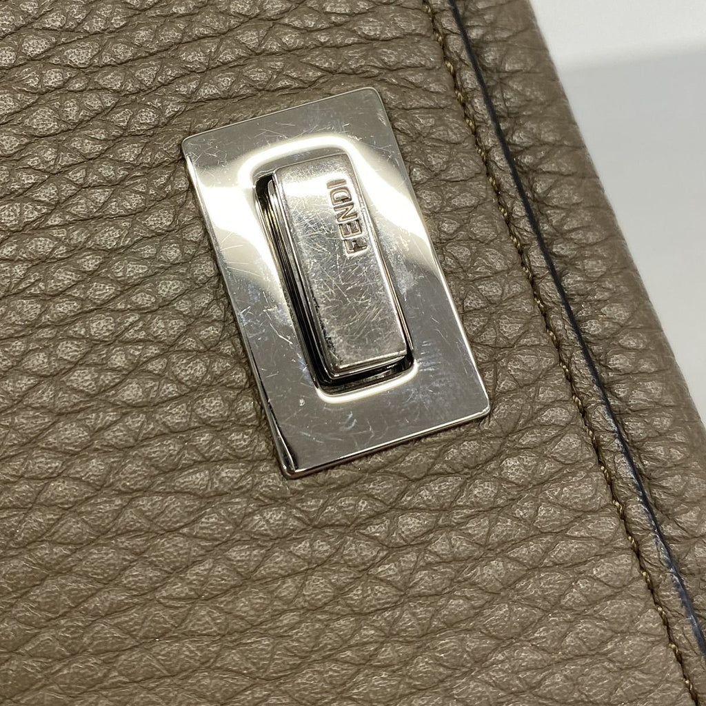 Fendi Business Card Case Peekaboo Leather Brown Silver — view 7