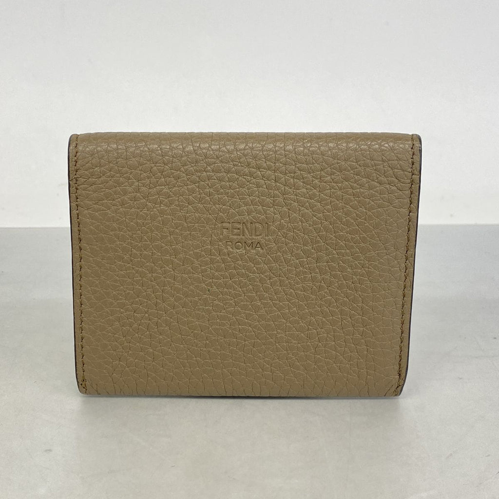 Fendi Business Card Case Peekaboo Leather Brown Silver — view 8