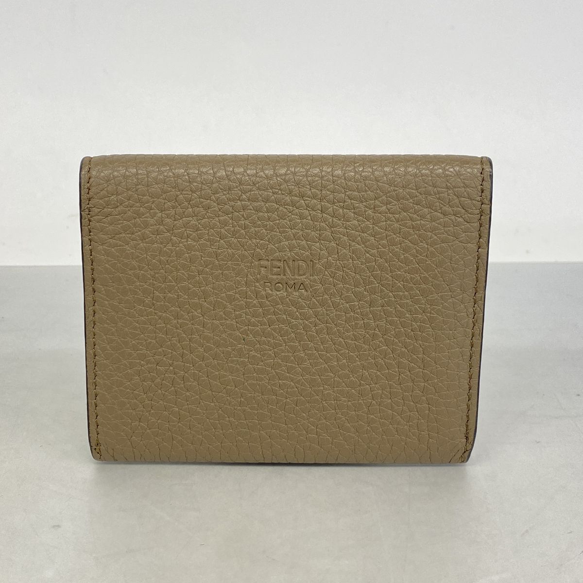 Fendi Business Card Case Peekaboo Leather Brown Silver — view 8