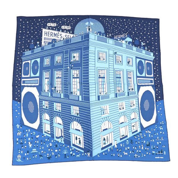 Hermes Carre Scarf Blue
