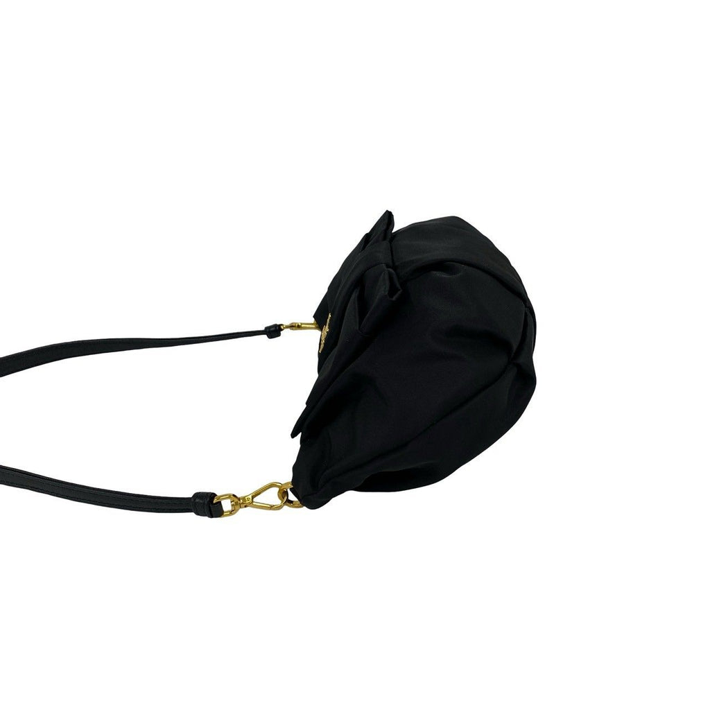 Prada Logo Ribbon Motif Nylon Leather Shoulder Bag Mini Black — view 5