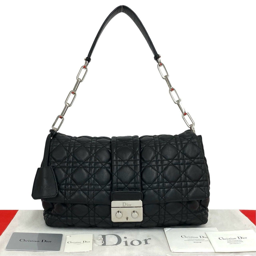 Dior with Key Cannage New Rock Lambskin Leather Shoulder Bag Black
