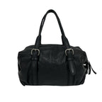 Loewe Canela Anagram Logo Floral Pattern Embossed Leather Mini Boston Bag Black — view 3