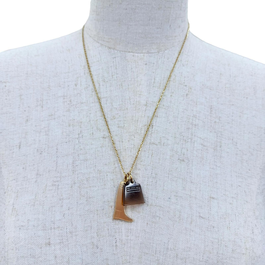 Hermes Amulette Marrokinier Necklace Buffalo Horn Gold Brown — view 3