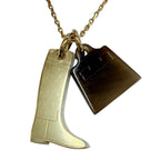 Hermes Amulette Marrokinier Necklace Buffalo Horn Gold Brown