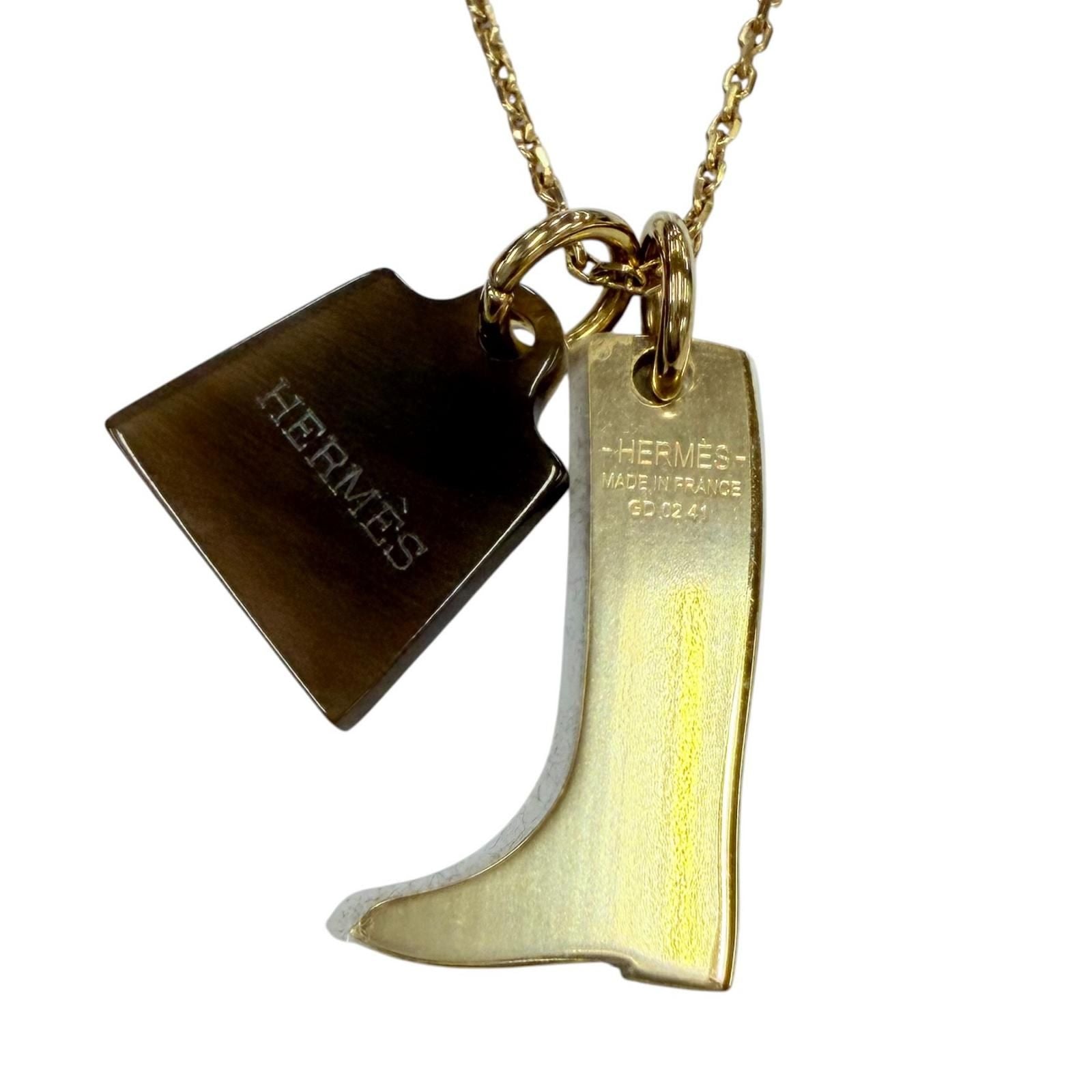 Hermes Amulette Marrokinier Necklace Buffalo Horn Gold Brown — view 4
