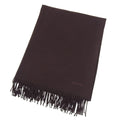 Hermes Cashmere 100% Logo Embroidery Large Shawl Scarf with Fringe Brown