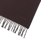 Hermes Cashmere 100% Logo Embroidery Large Shawl Scarf with Fringe Brown — view 6