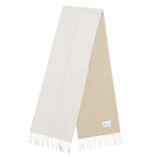 Loewe Wool Cashmere Anagram Logo Embroidery Reversible Scarf with Fringe Beige — view 3