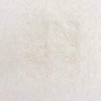 Loewe Wool Cashmere Anagram Logo Embroidery Reversible Scarf with Fringe Beige — view 4