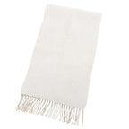 Loewe Wool Cashmere Anagram Logo Embroidery Reversible Scarf with Fringe Beige
