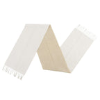 Loewe Wool Cashmere Anagram Logo Embroidery Reversible Scarf with Fringe Beige — view 7