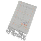 Hermes Clan Brode Roulis Nnu Cashmere 100% Logo Embroidery Scarf with Fringe